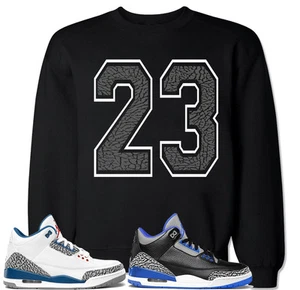 23 Suéter Elefante a Juego con Air Js Retro 3 Zapatos Azul Real Rojo Fuego - Imagen 1 de 17