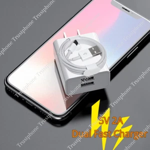 USB Fast Charger Block Dual Port Power Adapter Cube For iPhone 14 13 12 11 8 7 6 - Picture 1 of 18