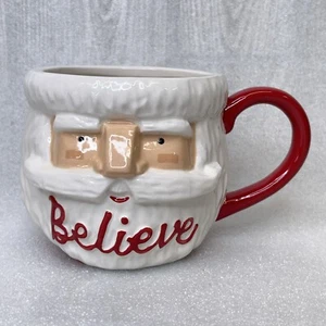 Hallmark Ceramic Christmas Mug 3D Santa Face "Believe" Coffee Hot Chocolate NICE - Picture 1 of 8
