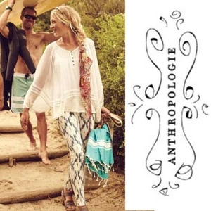 {Anthropologie} VANESSA VIRGINIA Naome Peasant Blouse Womens XS Ivory Cotton $98 - Picture 1 of 10