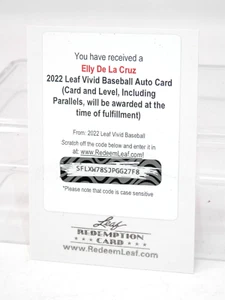 2022 Leaf Vivid Redemption Card Elly De La Cruz Cincinnati Reds Used REDEEMED - Picture 1 of 5