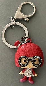Metall Mädchen Strass 3D Wackelkopf Schlüsselanhänger/Tasche Charm - Bild 1 von 3