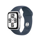 Apple Watch SE 2e génération 40 mm boîtier argent GPS avec bracelet sport bleu tempête MRE23LL/A