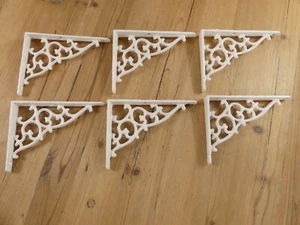 6 Antique Style Shelf Brace Wall Bracket Cast Iron Brackets *READ NEED REPAINTED - Picture 1 of 11