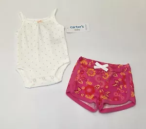Carters Newborn Baby Girl Clothes Shorts Bodysuit 2 PC Set Cute Outfit New - Picture 1 of 4