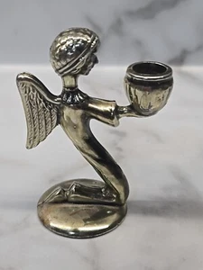 Brass Angel Figurine Single Candle Holder - Picture 1 of 5