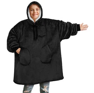 Blanket Sweatshirt Sherpa Lining Comfy Fleece Oversized Hoodie for Kids Teens - Picture 1 of 71
