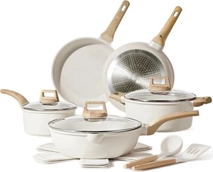 Carote 14 Pcs Pots and Pans Set Nonstick,White Granite Induction .Cookware Sets - Picture 1 of 3