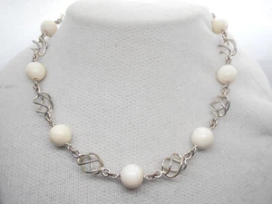 925 Silver Necklace And Natural White Jasper - Gemstone Choker - Picture 1 of 6