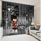 Night London Red Bus 3D Blockout Photo Mural Printing Curtain Drap Fabric Window