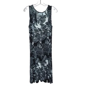 Chicos travelers womens 1 medium black white round neck sleeveless maxi dress - Picture 1 of 5