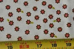 27" Long, Brown Pink Lime Floral on Cream Quilt Cotton, Riley Blake, Pearn,N5053 - Picture 1 of 7