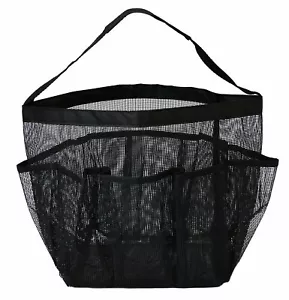 Portable Shower Caddy Mesh Carry Bag Bathroom Basket Quick Dry Tote Black - Picture 1 of 2