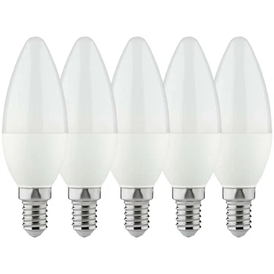 PROVENTA LED Kerze Leuchtmittel Glühbirne Lampe E14 4.5W warmweiß Opal C35 5-Pack