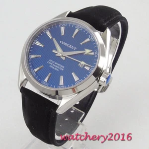 41mm Corgeut Automatic Men's Watch Sapphire NH35 Blue Dial Date Leather Strap - Picture 1 of 7