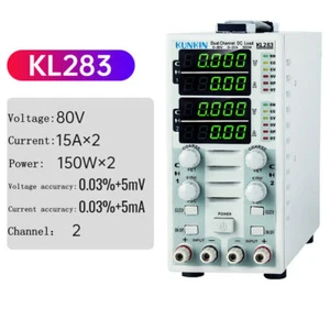KL283 Dual Channel Adjustable LCD DC Electronic Load Tester 300W 80V 30A 110V - Picture 1 of 7