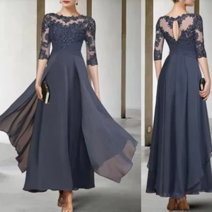 Kleider für die Brautmutter klassisch U-Ausschnitt Applikationen A-Linie bodenlang - Bild 1 von 8