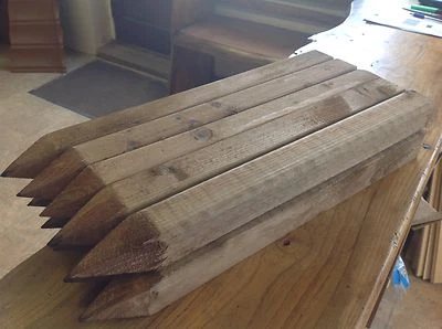 WOODYARD THINGS Confezione 10 Pali Bordo Giardino Quadrati Legno 16" Lunghi Trattati Punta 4 Vie