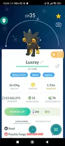 Shiny Luxray Legacy (Psychic Fangs) (Level 1) Pokemon Trade Go - Bild 1 von 2