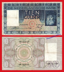 HOLANDA NETHERLANDS 10 Gulden 1936 Pick 49 BC / F - Imagen 1 de 3