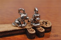 10pcs Charm 3D cute dog Tibetan silver pendant Diy Jewelry Making Bracelet 7240