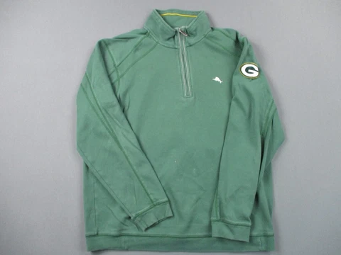 Green Bay Packers Sweater Mens Large Green Quarter Zip NFL Football Tommy Bahama Cover