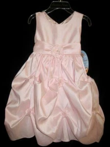 AMERICAN PRINCESS PINK RUCHED FLOWER GIRL~WEDDING~PAGEANT DRESS~GOWN GIRLS 6~NWT - Picture 1 of 6