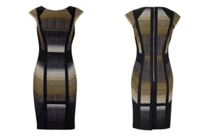 Karen Millen schwarz Illusion Panel Flügelärmel Bleistiftkleid UK 10 makellos - Bild 1 von 4