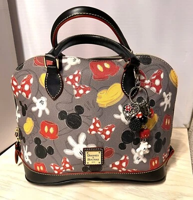 Disney Dooney & Bourke Mickey Body Parts Satchel Handbag Purse Red Blk Gray EUC - Imagem 1 de 4