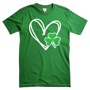 Love Heart Trébol Día de San Patricio Camiseta para Hombre y Mujer Camisa Top - Imagen 1 de 9