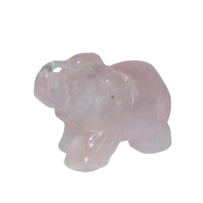 Rosenquarz Elefant ca. 20 x 30 mm als Glücksbringer mit Rüssel nach oben - Bild 1 von 3