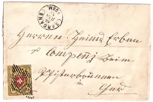 Scott #:8a Schweiz 10r auf Cover 6/23/1854 K14044 - Bild 1 von 4