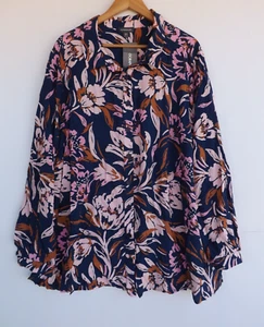 New Autograph Top 24 Womens Floral Shirt Button Up Blue Pink Brown Collar - Picture 1 of 8