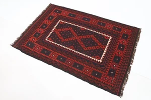 3x5 ft Maimana kilim Afghan Hand Knotted Tribal oriental bedroom rug - Picture 1 of 11