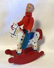 Vintage Wooden dollhouse miniatures Rocking Horse Boy Doll