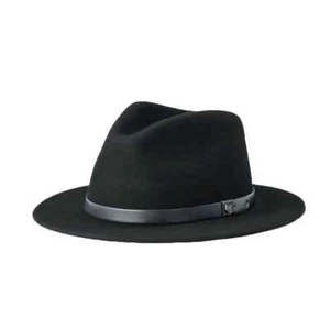 Brixton "Messer" Fedora SU22 Hat (Black/Black) Wide Brim Wool Felt Cap - Picture 1 of 1