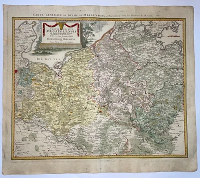 ALEMANIA MECKLEMBURGO 1781 HOMANN HRS MAPA ANTIGUO GRANDE SIGLO XVIII Foto 1 de 4
