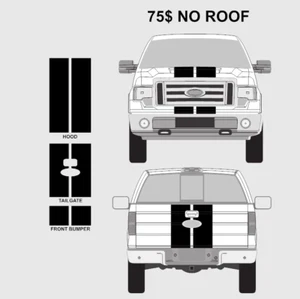 Dual 11" Racing Stripes Self Healing Vinyl fits Ford F-150 Crew 2012 + - Picture 1 of 5