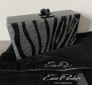 Edie Parker Glitter Cebra Caja Acrílica Clutch Venta £1095....¡Raro!!! - Imagen 1 de 15