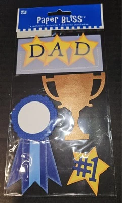  Scrapbooking Stickers By Paper Bliss Dad #1 trophy Ribbon 4 pcs - Image 1 of 2