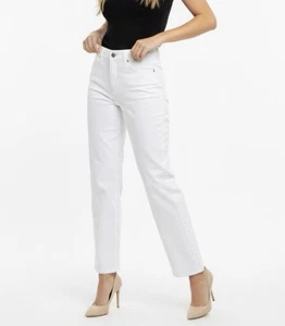 Eileen Fisher Jeans weiß Denim gerades Bein Hose Bio-Baumwolle Damen 6 - Bild 1 von 9