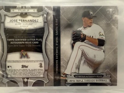 Jose Fernandez Marlins 2015 Topps Triple Threads 1/3 Autograph, Letter, Patch - Image 1 of 4