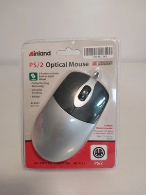 Inland Optical PS/2 Wired Mouse USB NIB Sealed  - Image 1 of 2