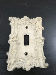 Provincial French Cream Gold Floral Metal Light Switch Wall Plate Vintage - Picture 1 of 5