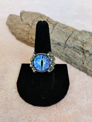 Мужская полированная из нержавеющей стали синий глазное яблоко коготь трехмерное кольцо. Размер 9 - Изображение 1 из 3