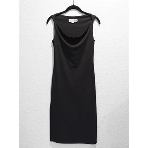 Vintage Necessary Objects Black Drape Front Sheath Dress Size S USA LBD - Picture 1 of 8