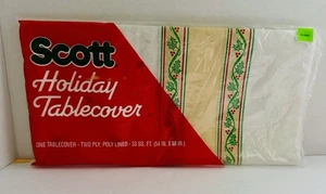 Copritavolo Vintage Scott Paper Holiday Poli Foderato NOS Rettangolare 54x88" - Foto 1 di 7
