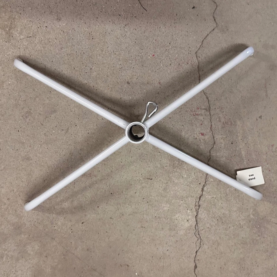 White Metal Christmas Tree Stand Folding Base Holiday Decoration Display - Image 1 of 4