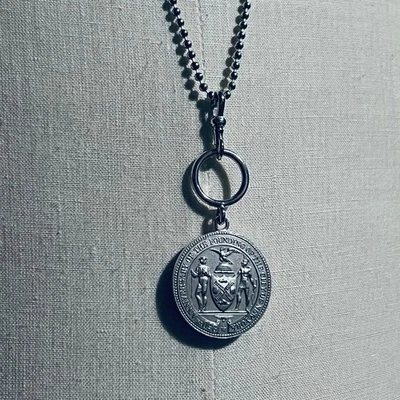 Tiffany & Co. 1903 NYC 250th Anniversary Medal Necklace Pendant SV925 Vintage Z8 - image 1 of 4