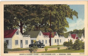 Memphis, Tennessee LEAHY'S TOURIST COURT Roadside 1940s Linen Vintage Postcard - Picture 1 of 2